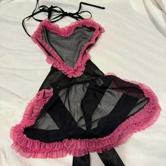 Vintage Y2K Coquette heart shaped lingerie with satin, mesh, ribbons, bows 🎀 OS - Picture 6 of 10